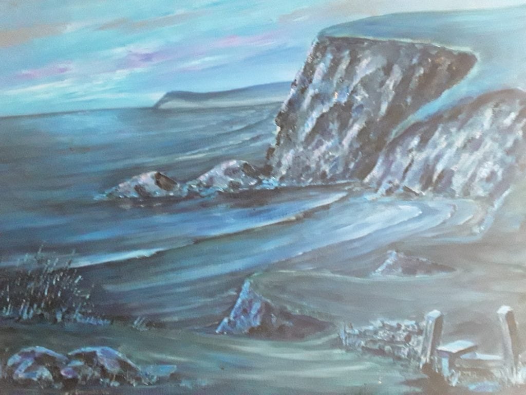 An original oil on canvas of a Cornish beach by G. Grogan