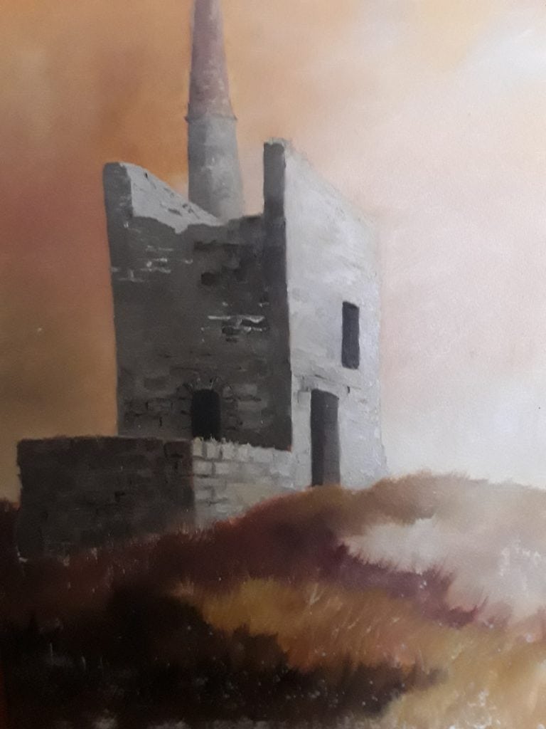 Cornish Mine Engine House.An original oil painting by Tony Shorthouse 1978