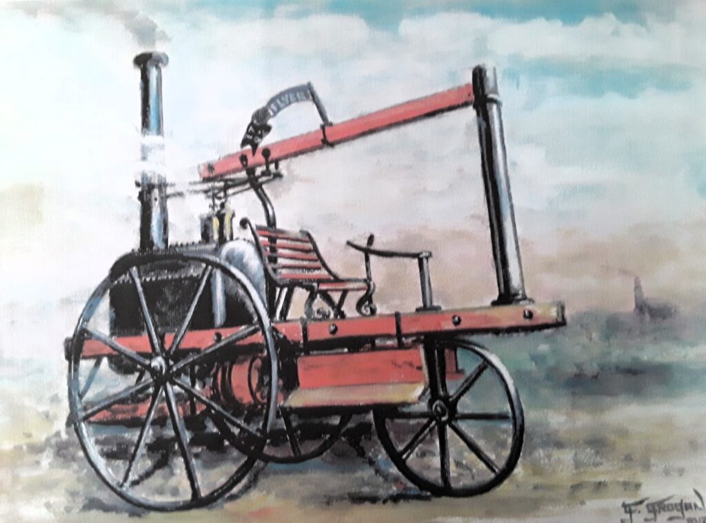 Cornwall Steam engine Redruth The Murdoch Flyer by Gordon Grogan print from original oil paining
