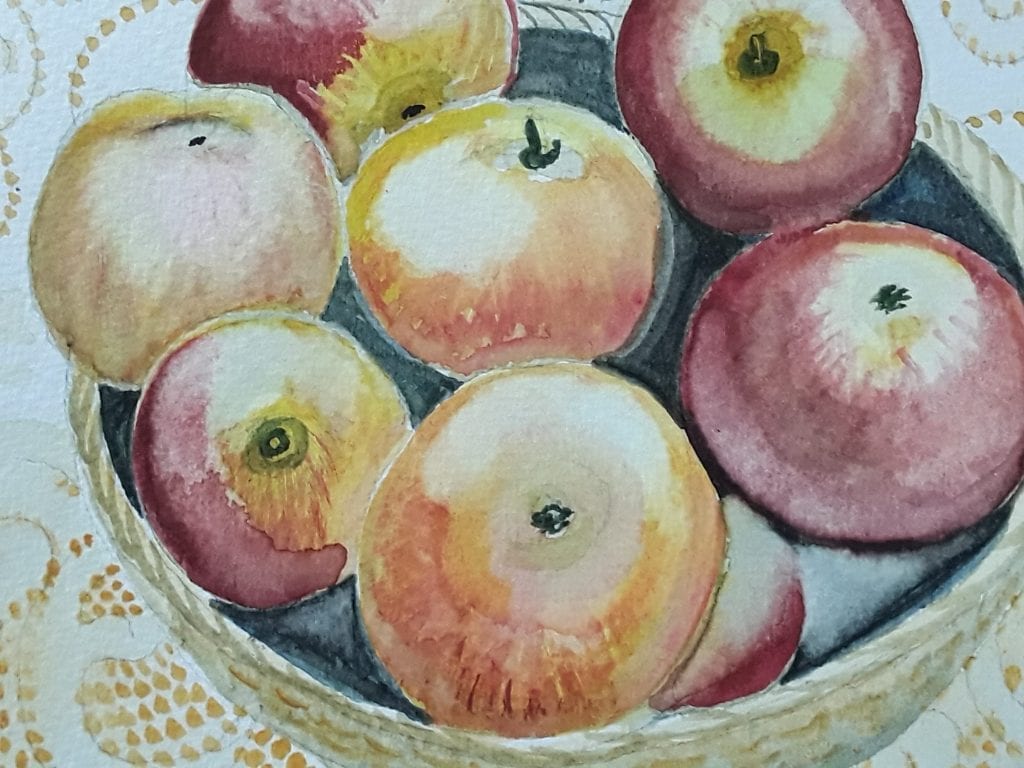 Apples in watercolour