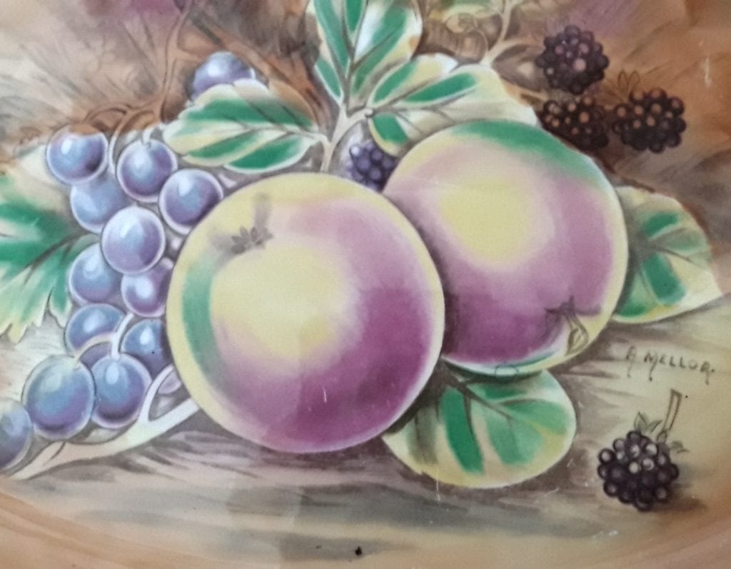 Ceramic platter with autumn fruit