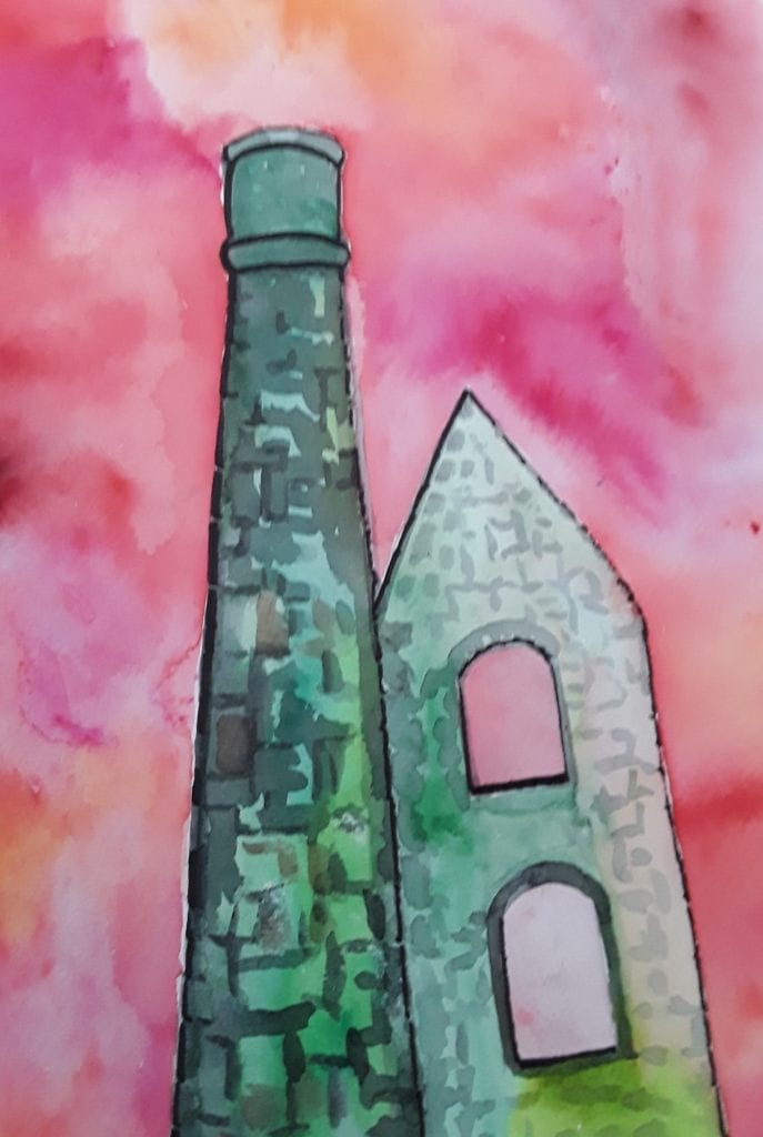 Cornish Mine Engine House. An original watercolour