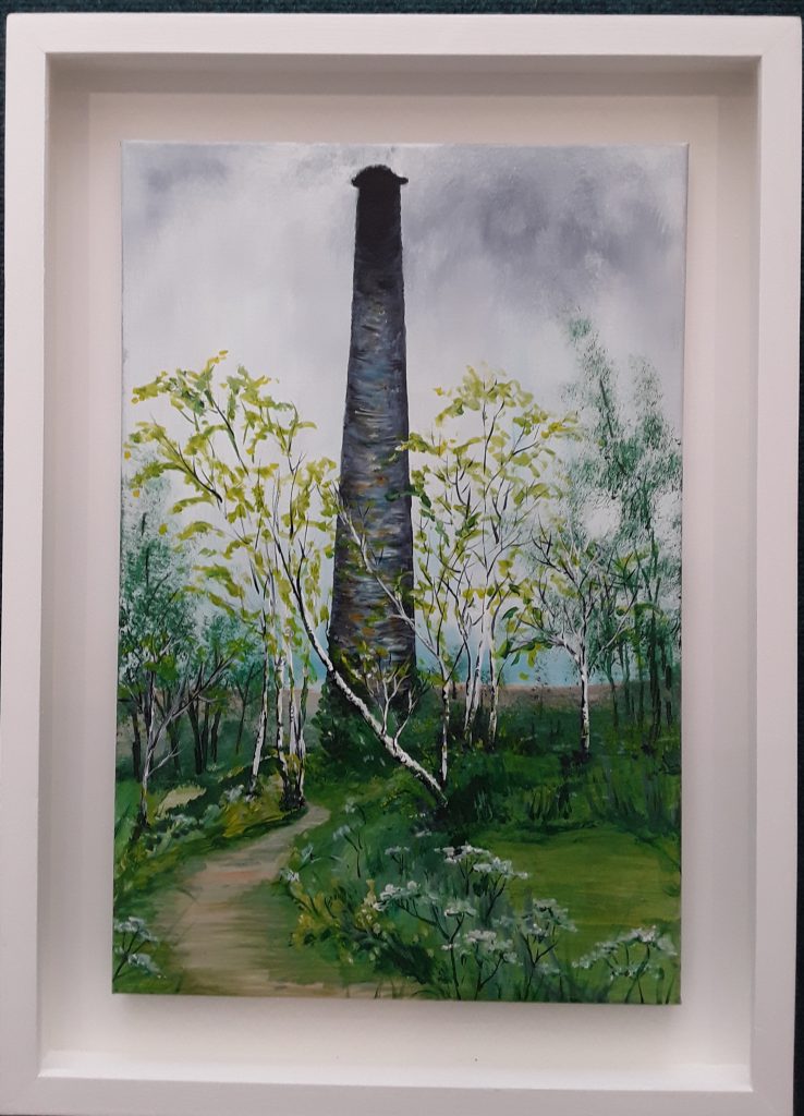 Acrylic painting of a Cornish Mine